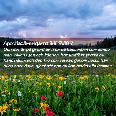 Picture 02 - Apostlagärningarna 3:16 SV1917 - Och det är på grund av tron på hans namn som - Bible Verse Picture