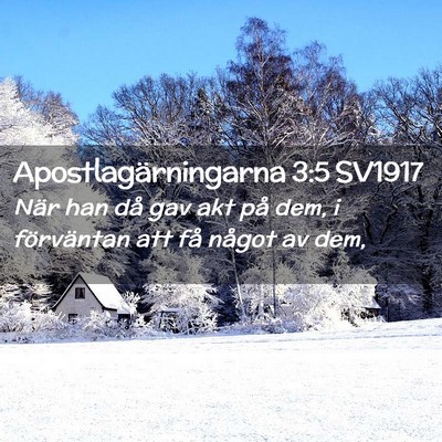Picture 02 - Apostlagärningarna 3:5 SV1917 - När han då gav akt på dem, i förväntan att - Bible Verse Picture