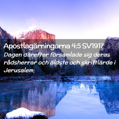 Picture 02 - Apostlagärningarna 4:5 SV1917 - Dagen därefter församlade sig deras rådsherrar - Bible Verse Picture