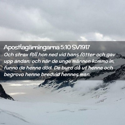 Picture 02 - Apostlagärningarna 5:10 SV1917 - Och strax föll hon ned vid hans fötter och gav - Bible Verse Picture