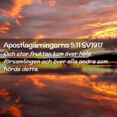 Picture 02 - Apostlagärningarna 5:11 SV1917 - Och stor fruktan kom över hela församlingen och - Bible Verse Picture