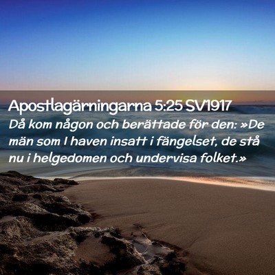 Picture 02 - Apostlagärningarna 5:25 SV1917 - Då kom någon och berättade för den: »De män - Bible Verse Picture