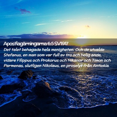 Picture 02 - Apostlagärningarna 6:5 SV1917 - Det talet behagade hela menigheten. Och de - Bible Verse Picture