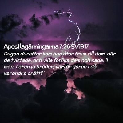 Picture 02 - Apostlagärningarna 7:26 SV1917 - Dagen därefter kom han åter fram till dem, där - Bible Verse Picture