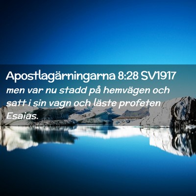 Picture 02 - Apostlagärningarna 8:28 SV1917 - men var nu stadd på hemvägen och satt i sin - Bible Verse Picture