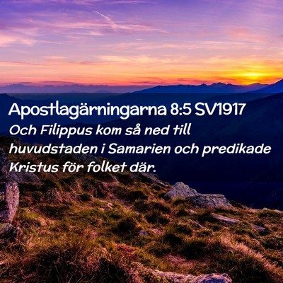 Picture 02 - Apostlagärningarna 8:5 SV1917 - Och Filippus kom så ned till huvudstaden i - Bible Verse Picture