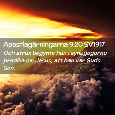 Picture 02 - Apostlagärningarna 9:20 SV1917 - Och strax begynte han i synagogorna predika om - Bible Verse Picture
