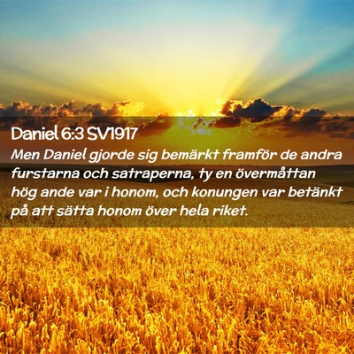Picture 02 - Daniel 6:3 SV1917 - Men Daniel gjorde sig bemärkt framför de andra - Bible Verse Picture