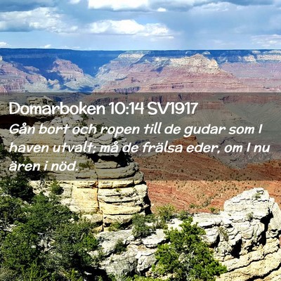 Picture 02 - Domarboken 10:14 SV1917 - Gån bort och ropen till de gudar som I haven - Bible Verse Picture