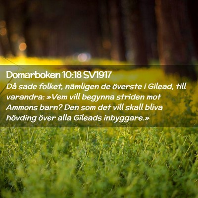 Picture 02 - Domarboken 10:18 SV1917 - Då sade folket, nämligen de överste i Gilead, - Bible Verse Picture