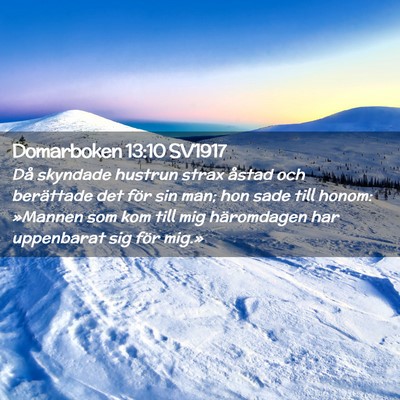 Picture 02 - Domarboken 13:10 SV1917 - Då skyndade hustrun strax åstad och berättade - Bible Verse Picture