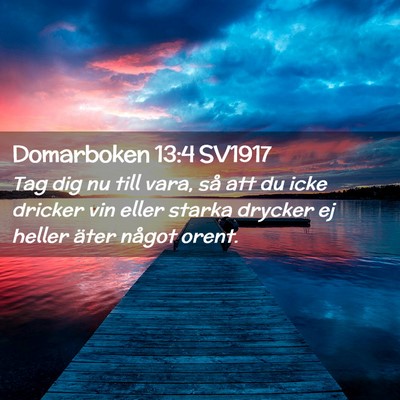 Picture 02 - Domarboken 13:4 SV1917 - Tag dig nu till vara, så att du icke dricker vin - Bible Verse Picture