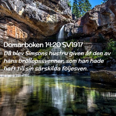 Picture 02 - Domarboken 14:20 SV1917 - Då blev Simsons hustru given åt den av hans - Bible Verse Picture