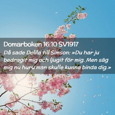 Picture 02 - Domarboken 16:10 SV1917 - Då sade Delila till Simson: »Du har ju bedragit - Bible Verse Picture