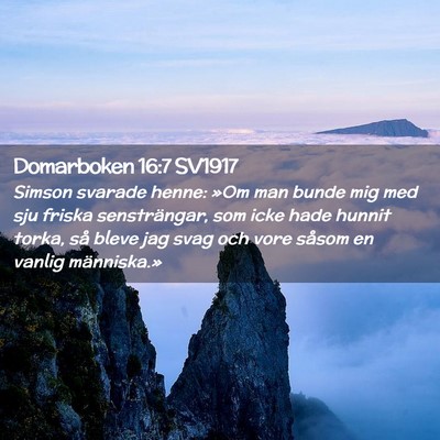 Picture 02 - Domarboken 16:7 SV1917 - Simson svarade henne: »Om man bunde mig med sju - Bible Verse Picture