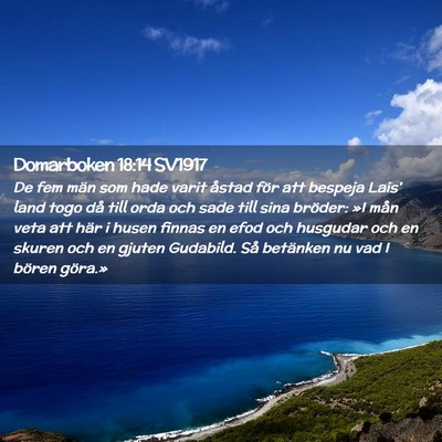 Picture 02 - Domarboken 18:14 SV1917 - De fem män som hade varit åstad för att - Bible Verse Picture