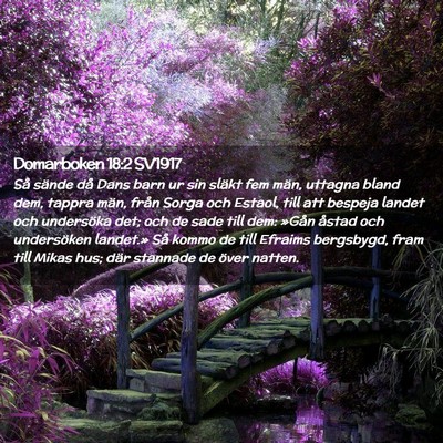 Picture 02 - Domarboken 18:2 SV1917 - Så sände då Dans barn ur sin släkt fem män, - Bible Verse Picture