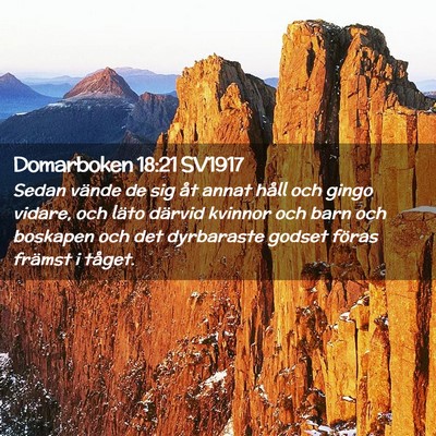 Picture 02 - Domarboken 18:21 SV1917 - Sedan vände de sig åt annat håll och gingo - Bible Verse Picture