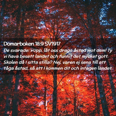 Picture 02 - Domarboken 18:9 SV1917 - De svarade: »Upp, låt oss draga åstad mot dem! - Bible Verse Picture