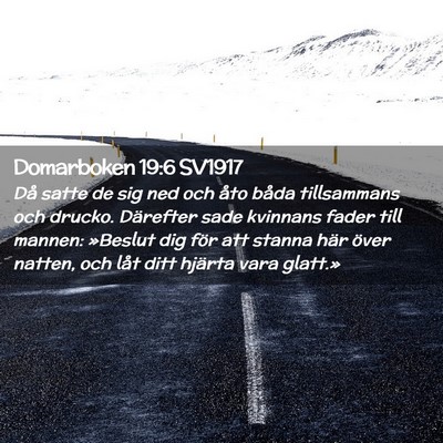 Picture 02 - Domarboken 19:6 SV1917 - Då satte de sig ned och åto båda tillsammans - Bible Verse Picture