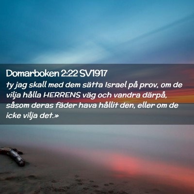 Picture 02 - Domarboken 2:22 SV1917 - ty jag skall med dem sätta Israel på prov, om - Bible Verse Picture