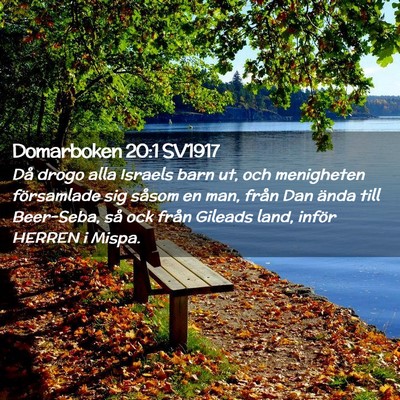 Picture 02 - Domarboken 20:1 SV1917 - Då drogo alla Israels barn ut, och menigheten - Bible Verse Picture