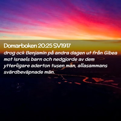 Picture 02 - Domarboken 20:25 SV1917 - drog ock Benjamin på andra dagen ut från Gibea - Bible Verse Picture