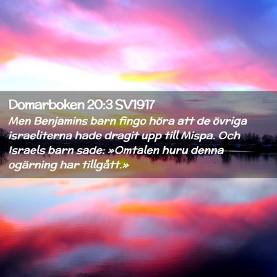Picture 02 - Domarboken 20:3 SV1917 - Men Benjamins barn fingo höra att de övriga - Bible Verse Picture
