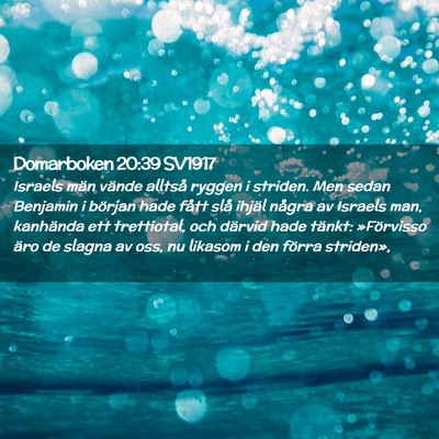 Picture 02 - Domarboken 20:39 SV1917 - Israels män vände alltså ryggen i striden. Men - Bible Verse Picture