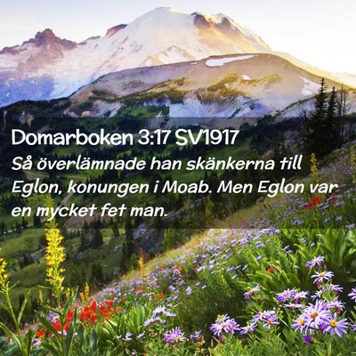 Picture 02 - Domarboken 3:17 SV1917 - Så överlämnade han skänkerna till Eglon, - Bible Verse Picture