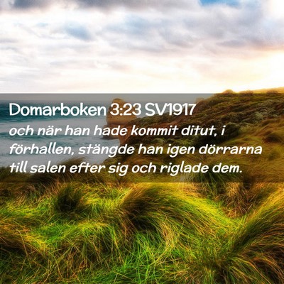 Picture 02 - Domarboken 3:23 SV1917 - och när han hade kommit ditut, i förhallen, - Bible Verse Picture