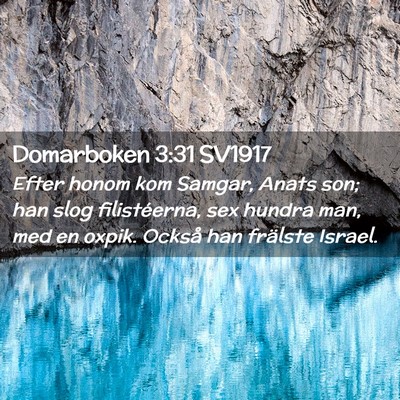 Picture 02 - Domarboken 3:31 SV1917 - Efter honom kom Samgar, Anats son; han slog - Bible Verse Picture