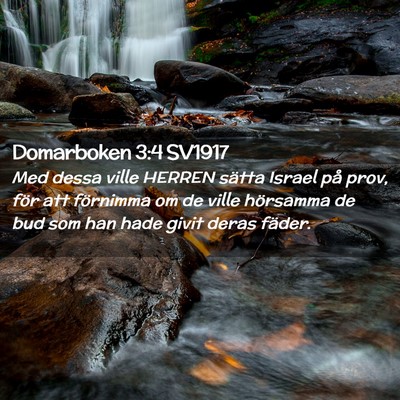 Picture 02 - Domarboken 3:4 SV1917 - Med dessa ville HERREN sätta Israel på prov, - Bible Verse Picture