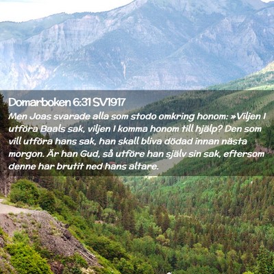 Picture 02 - Domarboken 6:31 SV1917 - Men Joas svarade alla som stodo omkring honom: - Bible Verse Picture