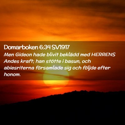 Picture 02 - Domarboken 6:34 SV1917 - Men Gideon hade blivit beklädd med HERRENS Andes - Bible Verse Picture