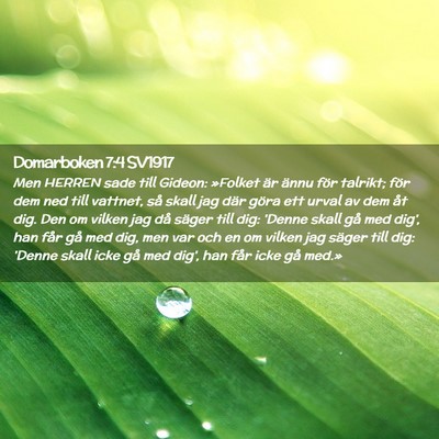 Picture 02 - Domarboken 7:4 SV1917 - Men HERREN sade till Gideon: »Folket är ännu - Bible Verse Picture