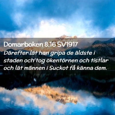 Picture 02 - Domarboken 8:16 SV1917 - Därefter lät han gripa de äldste i staden och - Bible Verse Picture
