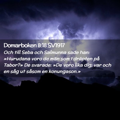 Picture 02 - Domarboken 8:18 SV1917 - Och till Seba och Salmunna sade han: »Hurudana - Bible Verse Picture