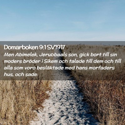 Picture 02 - Domarboken 9:1 SV1917 - Men Abimelek, Jerubbaals son, gick bort till sin - Bible Verse Picture