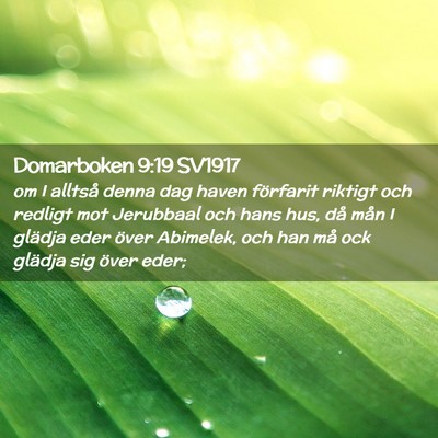 Picture 02 - Domarboken 9:19 SV1917 - om I alltså denna dag haven förfarit riktigt - Bible Verse Picture