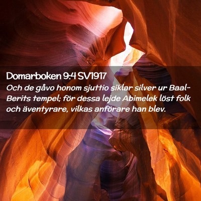 Picture 02 - Domarboken 9:4 SV1917 - Och de gåvo honom sjuttio siklar silver ur - Bible Verse Picture