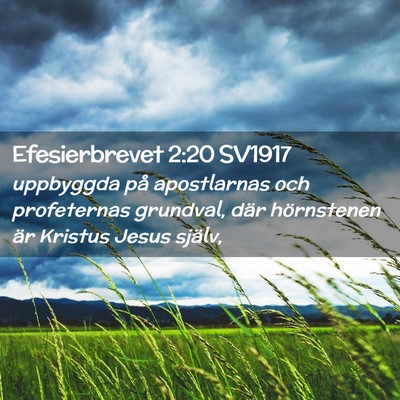 Picture 02 - Efesierbrevet 2:20 SV1917 - uppbyggda på apostlarnas och profeternas - Bible Verse Picture