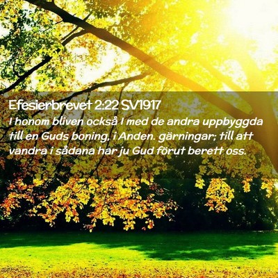 Picture 02 - Efesierbrevet 2:22 SV1917 - I honom bliven också I med de andra uppbyggda - Bible Verse Picture