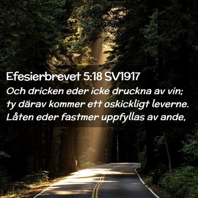 Picture 02 - Efesierbrevet 5:18 SV1917 - Och dricken eder icke druckna av vin; ty därav - Bible Verse Picture