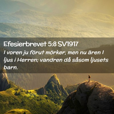 Picture 02 - Efesierbrevet 5:8 SV1917 - I voren ju förut mörker, men nu ären I ljus i - Bible Verse Picture