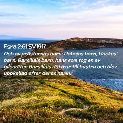 Picture 02 - Esra 2:61 SV1917 - Och av prästernas barn: Habajas barn, Hackos' - Bible Verse Picture