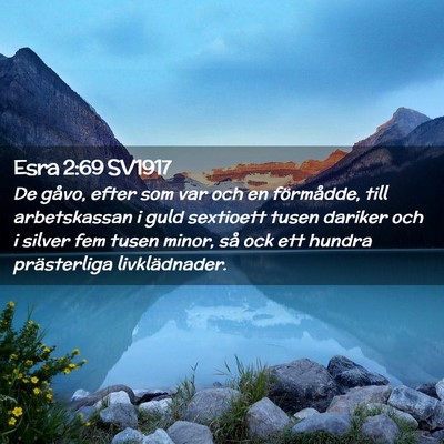 Picture 02 - Esra 2:69 SV1917 - De gåvo, efter som var och en förmådde, till - Bible Verse Picture