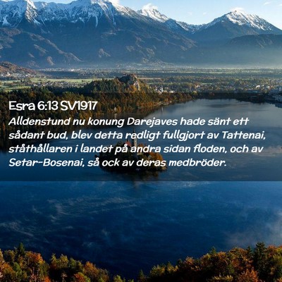Picture 02 - Esra 6:13 SV1917 - Alldenstund nu konung Darejaves hade sänt ett - Bible Verse Picture