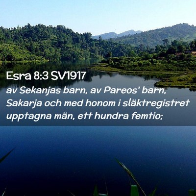 Picture 02 - Esra 8:3 SV1917 - av Sekanjas barn, av Pareos' barn, Sakarja och - Bible Verse Picture