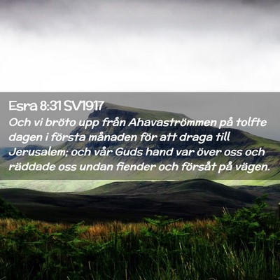 Picture 02 - Esra 8:31 SV1917 - Och vi bröto upp från Ahavaströmmen på tolfte - Bible Verse Picture